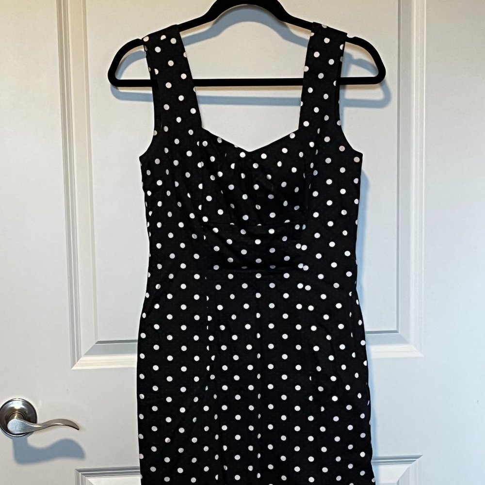 White House Black Market White Polkadot Dress